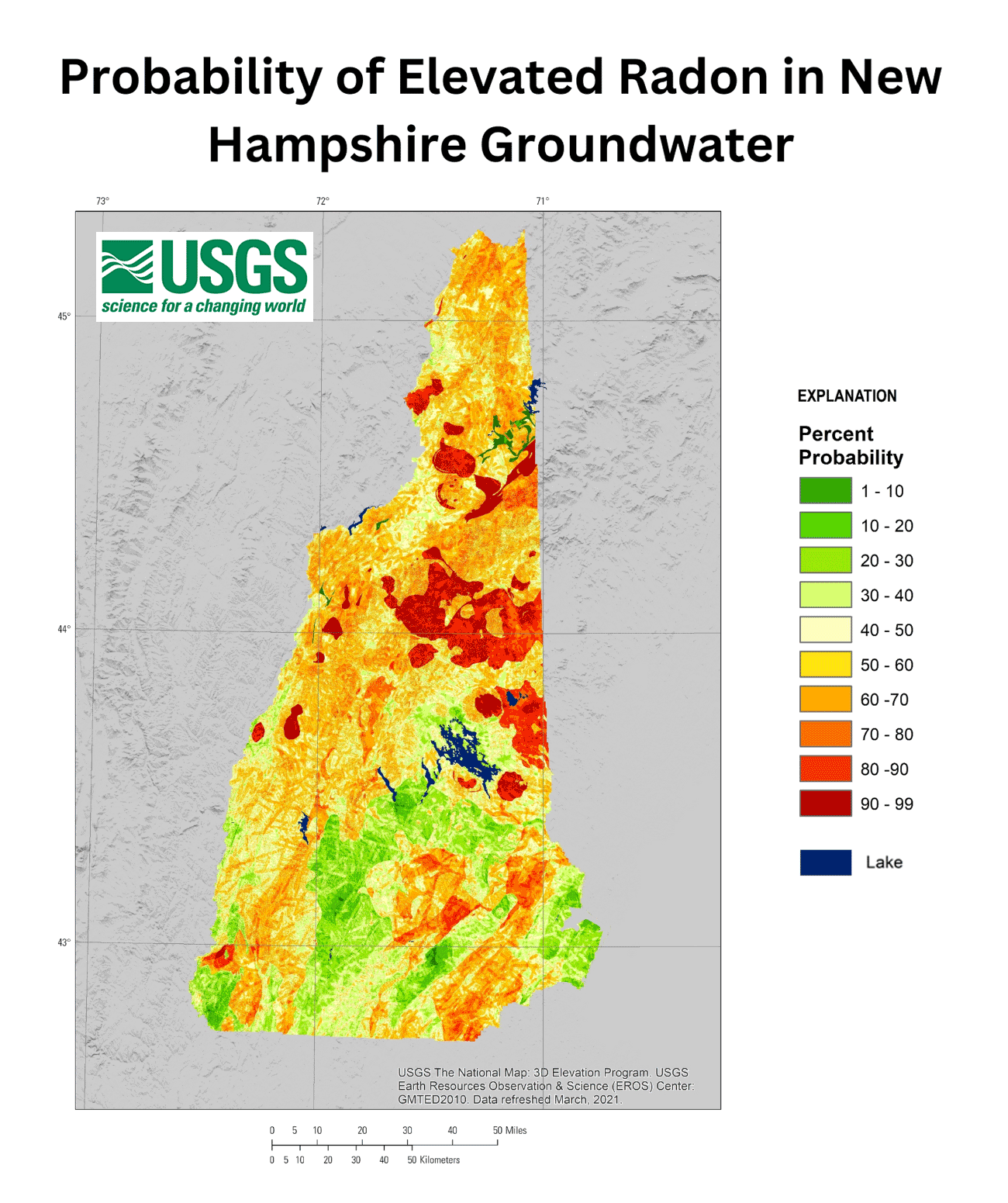 Probability of Elevated Radon in New Hampshire Groundwater U.S